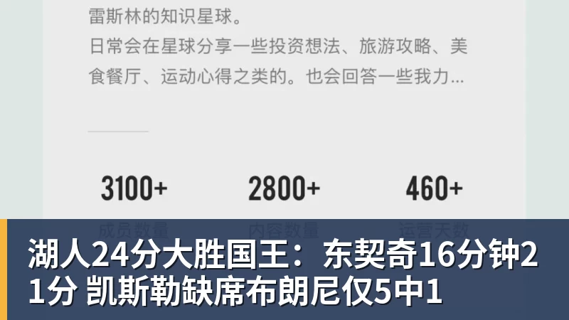 好博体育湖人24分大胜国王：东契奇16分钟21分 凯斯勒缺席布朗尼仅5中1